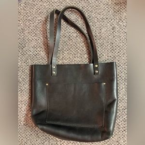 Portland Leather Goods Black Leather Tote Bag